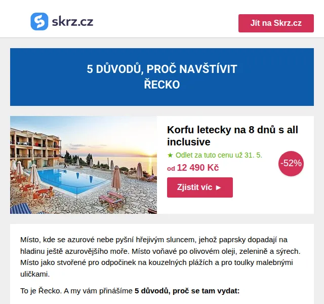 Vánoce na Skrz: Dovolená v Řecku od 10 390 Kč – červen 2026 | Nuslet.cz
