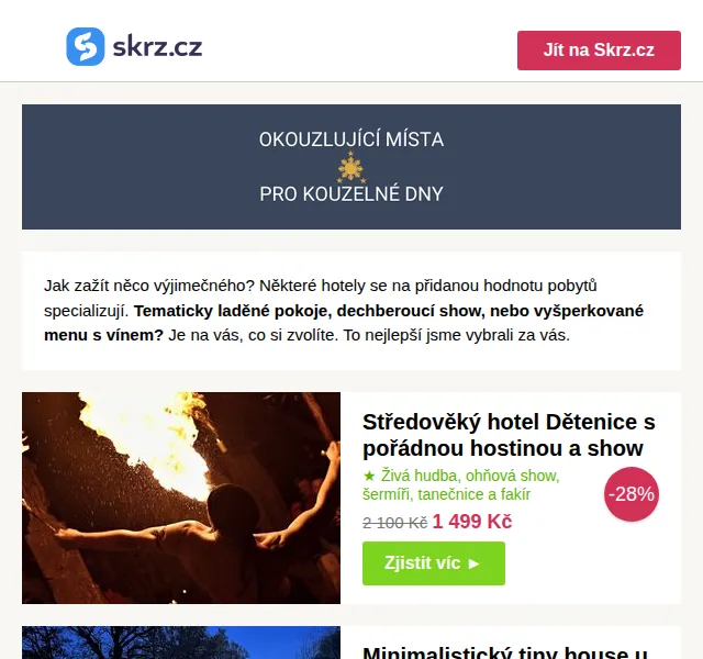 Vánoce na Skrz: Pobyty se slevou až 29 % – červen 2026 | Nuslet.cz