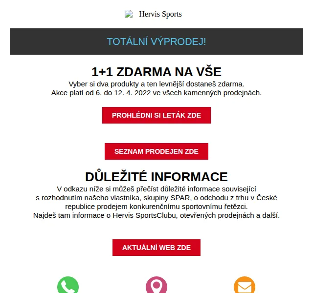 Hervis: 1+1 zdarma na vše – výprodej květen 2026 | Nuslet.cz