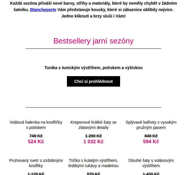 Blancheporte: Jarní bestsellery až -50 % – červen 2026 | Nuslet.cz