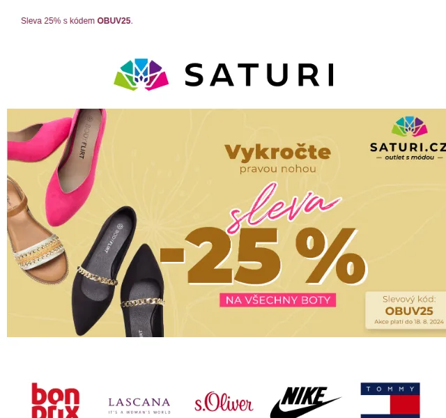 Saturi: Všechny boty s 25% slevou – červen 2026 | Nuslet.cz