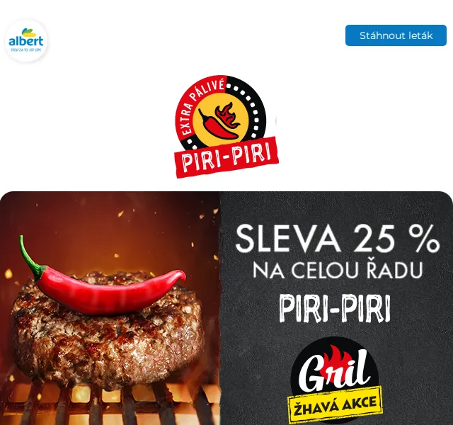 Albert: Grilovačka PIRI-PIRI – celá řada ve 25% slevě – červen 2026 | Nuslet.cz