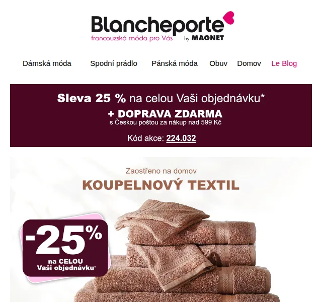 Blancheporte: Koupelna jako v luxusním hotelu – sleva 25 % | Červen 2026 | Nuslet.cz