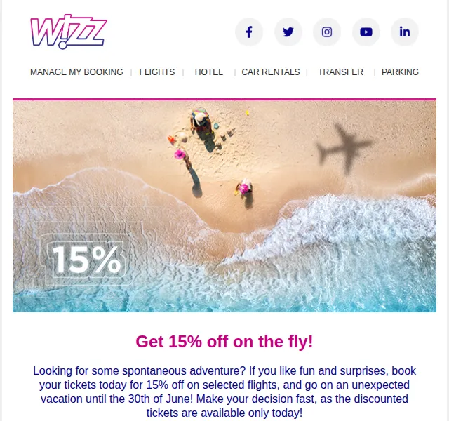 Wizz Air: 15% sleva na vybrané letenky – červen 2026 | Nuslet.cz