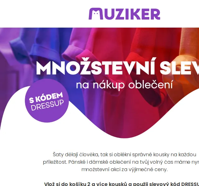 Muziker: oblečení na volný čas se slevou – červenec 2026 | Nuslet.cz