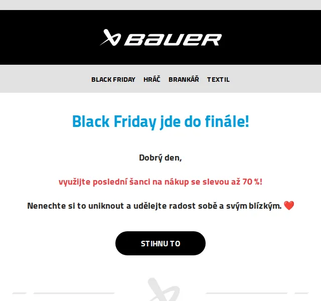 Bauer Hockey Česko: Black Friday až 70 % – červen 2026 | Nuslet.cz