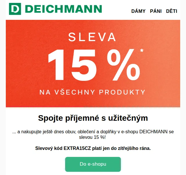 DEICHMANN: Sleva 15 % na vše – červen 2026 | Nuslet.cz