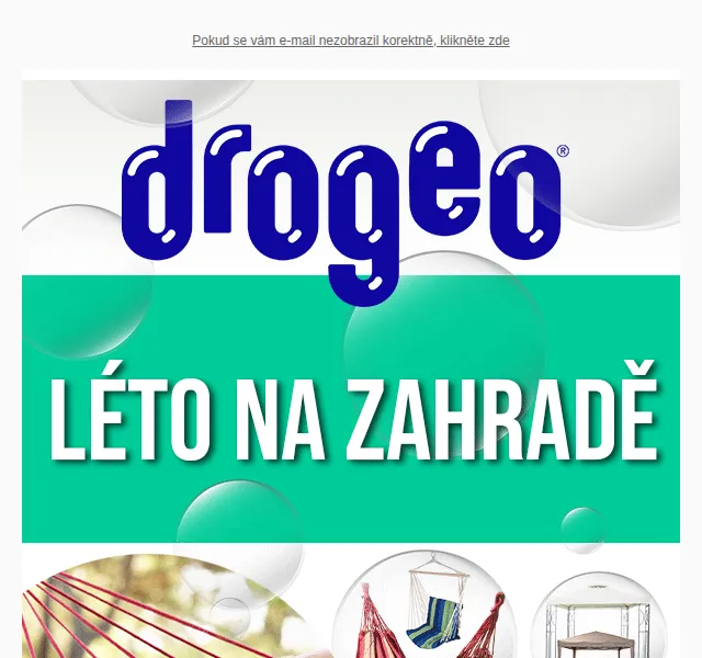 Drogeo: Slunečníky, bazény a zahradní doplňky – červen 2026 | Nuslet.cz