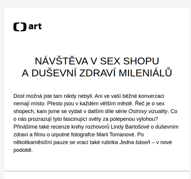Web ČT art: Novinky z kultury a recenze – červen 2026 | Nuslet.cz