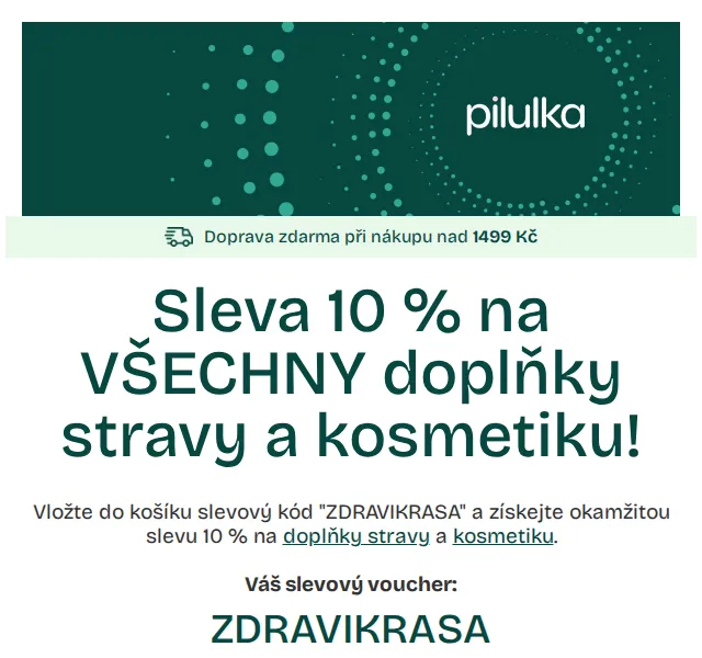 Pilulka.cz: Sleva 10 % na doplňky stravy a kosmetiku – červen 2026 | Nuslet.cz
