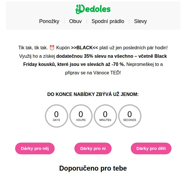 Dedoles.cz: Extra 35 % + Black Friday až -70 % – červen 2026 | Nuslet.cz