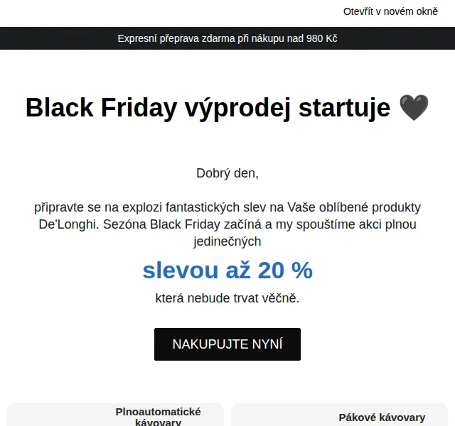 De'Longhi: Black Friday výprodej sleva až 20 % – červen 2026 | Nuslet.cz