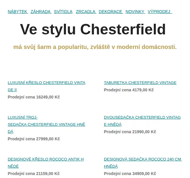 Estilofina-nabytek.cz: Chesterfield nábytek od 4 179 Kč – červen 2026 | Nuslet.cz