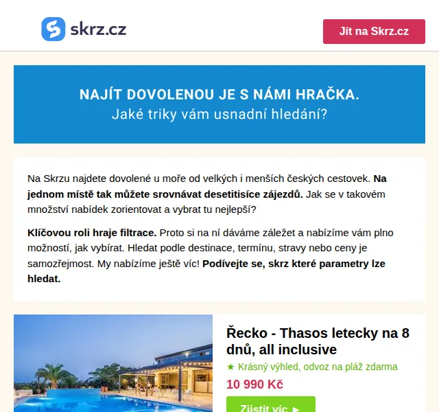 Skrz.cz: Dovolená Thasos 10 990 Kč – červen 2026 | Nuslet.cz