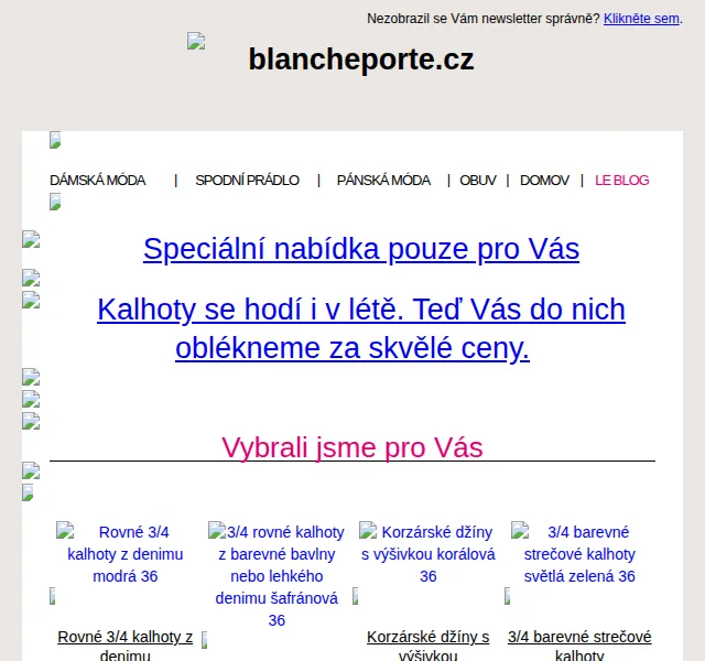 Blancheporte: Letní kalhoty od 95 Kč – červenec 2026 | Nuslet.cz