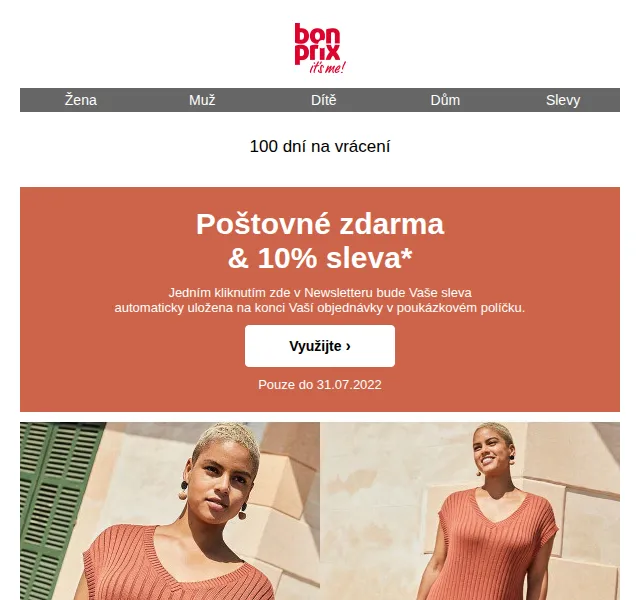 bonprix: Poštovné zdarma & 10% sleva – červen 2026 | Nuslet.cz