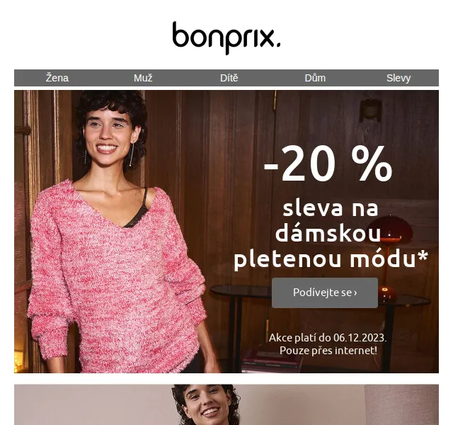 bonprix: Sleva 20 % na pletenou módu – červen 2026 | Nuslet.cz