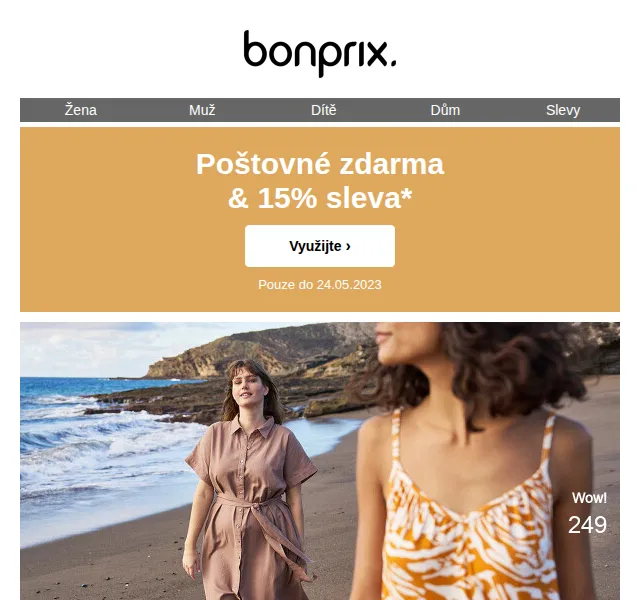 Bonprix: 15% sleva a poštovné zdarma – červen 2026 | Nuslet.cz