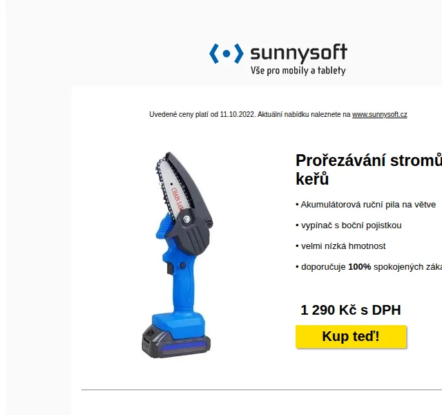 Sunnysoft: akumulátorová pila, teploměr, vysílačka – červen 2026 | Nuslet.cz