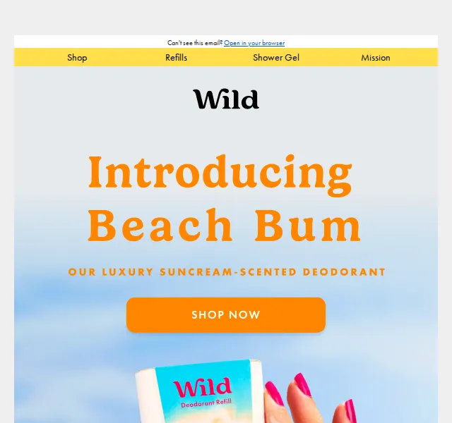 Wild: Deodorant Beach Bum s vůní opalovacího krému – červenec 2026 | Nuslet.cz