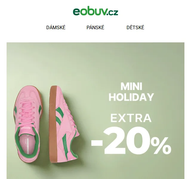 eobuv.cz: Extra 20% sleva na obuv – červen 2026 | Nuslet.cz