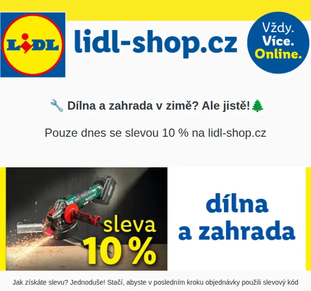 Lidl: Sleva 10 % na dílnu a zahradu – červen 2026 | Nuslet.cz