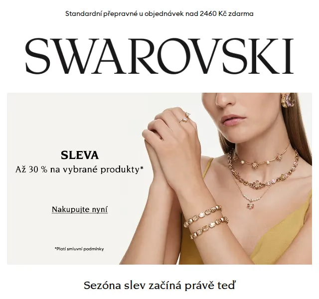 Swarovski: Slevy až 30 % na šperky a hodinky – červen 2026