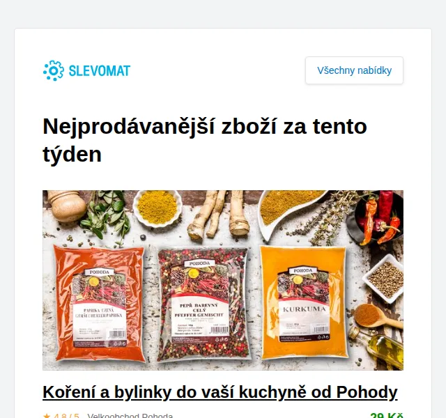 Slevomat: Koření a bylinky od Pohody za 29 Kč – červen 2026 | Nuslet.cz
