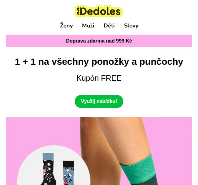 Dedoles: 1+1 na ponožky a punčochy FREE – červen 2026 | Nuslet.cz