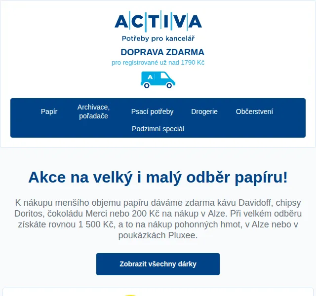 obchod.activa.cz: Dárky zdarma k nákupu papíru a šanonů – červenec 2026 | Nuslet.cz