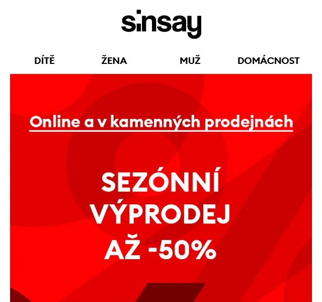Sinsay: Sezónní výprodej až -50 % – červen 2026 | Nuslet.cz