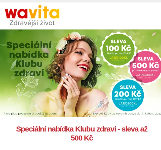 Wavita: sleva až 500 Kč na celou objednávku – červen 2026 | Nuslet.cz
