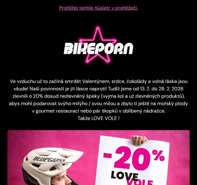 Bikeporn: Valentýnská sleva 20 % – únor 2026 | Nuslet.cz