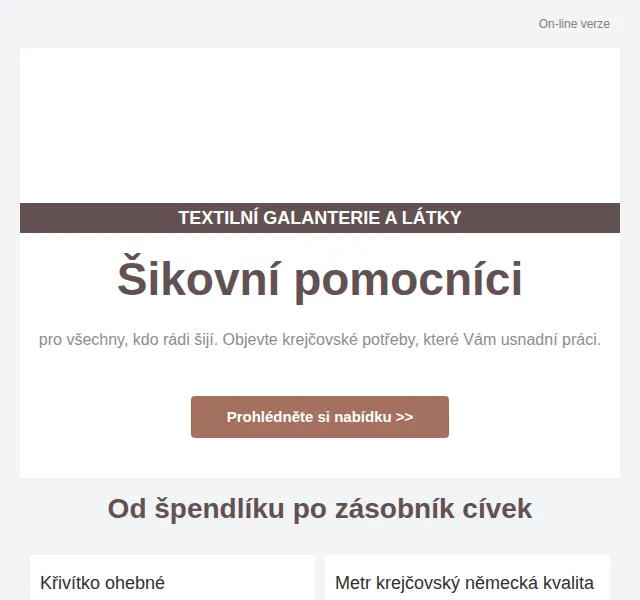 Stoklasa: Krejčovské potřeby a látky se slevou až 40 % – červen 2026 | Nuslet.cz