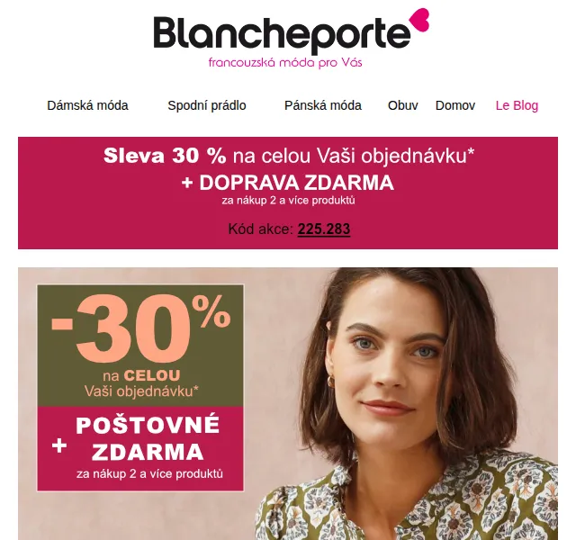 Blancheporte: Zimní vrstvení -30 % + doprava zdarma – duben 2026