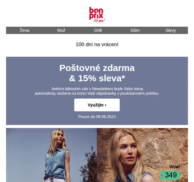 bonprix: 15% sleva a poštovné zdarma – červen 2022 | Nuslet.cz
