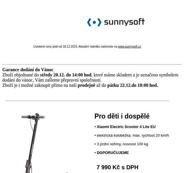 Sunnysoft: Vánoční výprodej Xiaomi koloběžek – červen 2026 | Nuslet.cz