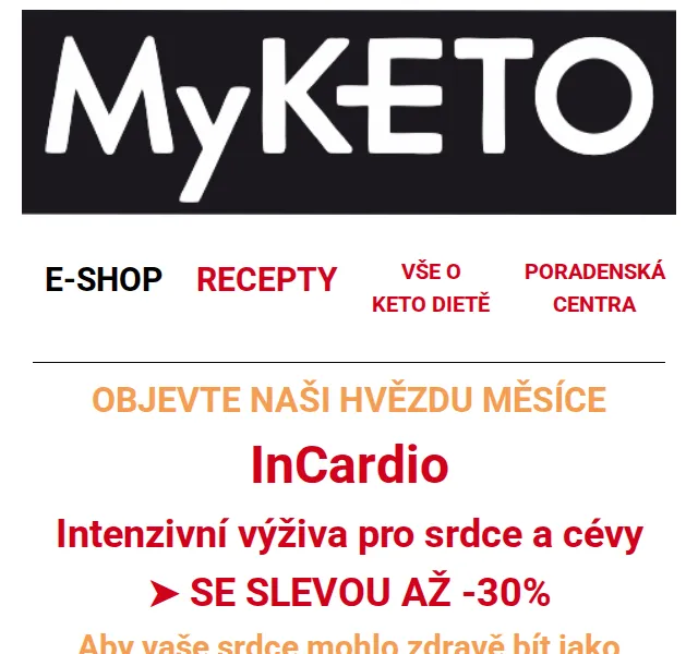 MyKETO: InCardio výživa pro srdce se slevou až 30 % – červen 2026 | Nuslet.cz
