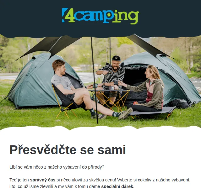 4camping.cz: sleva 100 Kč na turistické vybavení – červen 2026 | Nuslet.cz