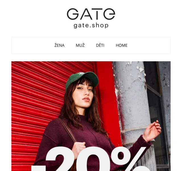 Gate.shop: -20 % na nezlevněné zboží – září 2026