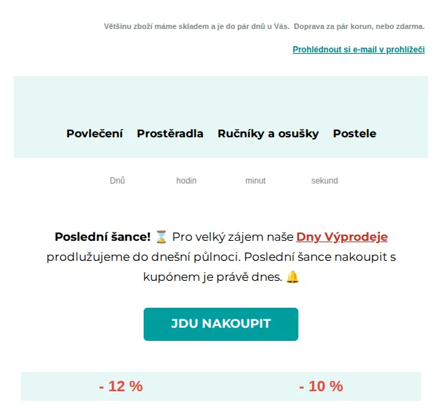 Výprodej povlečení: Slevy až 15 % – červenec 2024