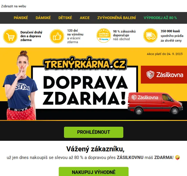 Trenýrkárna.cz: Slevy až 80 % a doprava zdarma – červenec 2026 | Nuslet.cz