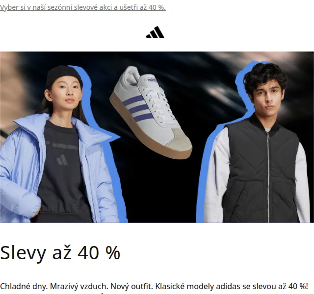 Adidas: Slevy až 40 % na sezónní kolekci – červen 2026 | Nuslet.cz