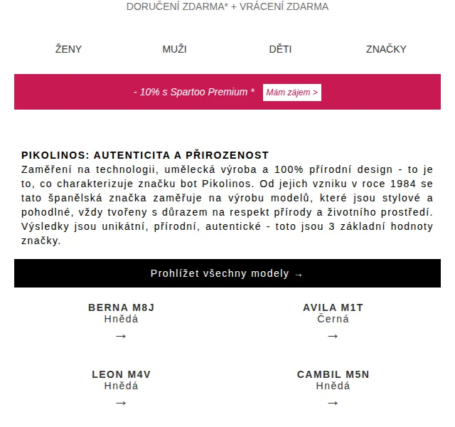 Spartoo: Doručení zdarma značek Pikolinos, Replay, EA7, Dr. Martens – červen 2026 | Nuslet.cz