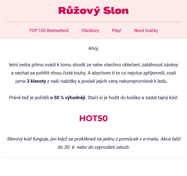 Růžový Slon: Vibrátory se 50 % slevou – červen 2026