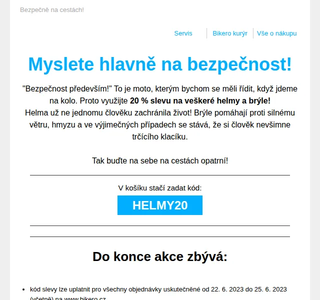 CZBikero: Sleva 20 % na helmy a brýle – červen 2023 | Nuslet.cz