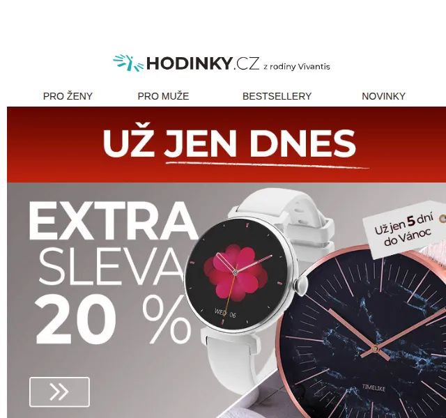 Hodinky.cz: Extra sleva 20 % na nástěnné hodiny a WOTCHI – červen 2026 | Nuslet.cz
