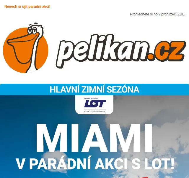 ✈ Pelikan.cz: Miami v top sezóně za 9 990 Kč – červen 2026 | Nuslet.cz