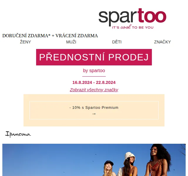 Spartoo: Až -50 % na Ipanema, Pepe Jeans, Rieker – červen 2026 | Nuslet.cz