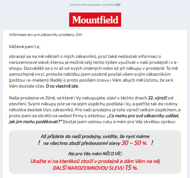 Mountfield: dodatečná sleva 15 % na vše – březen 2022 | Nuslet.cz